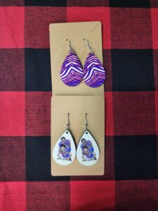 Allen and Diggs Artwork Earrings Double Sided (Zubaz Print on Back)