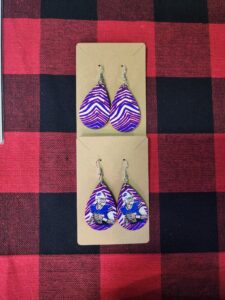 Josh Allen Artwork Earrings Double Sided (Zubaz Print on Back) 