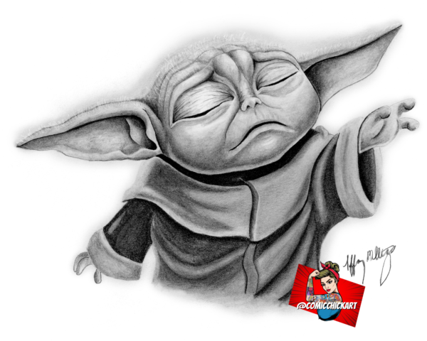 Baby Yoda / Grogu Portrait Artwork 8×10 Print.
