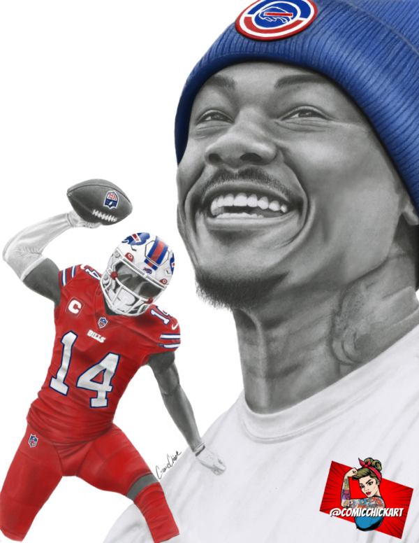 Stefon Diggs Portrait Artwork Color Edit 11x14 Print