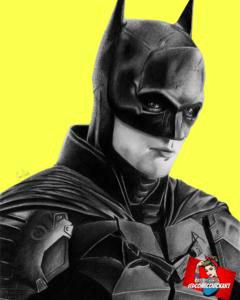 Batman "I'm Vengence" Drawing (Print with Yellow Background) 8x10
