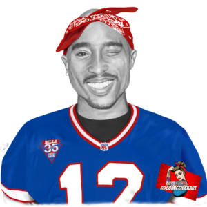 2pac Drawing (Print with Color Editing in Jim Kelly Jersey) 8x10