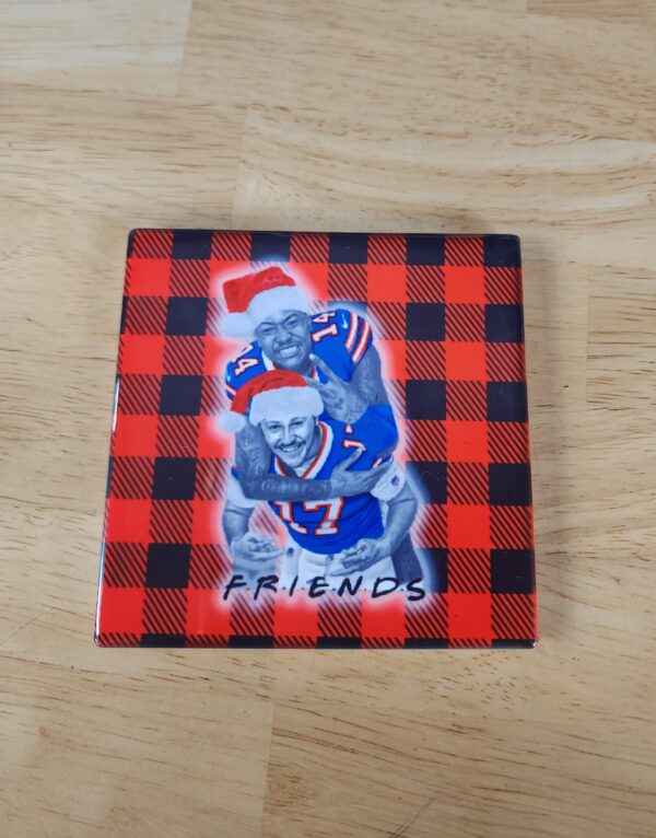 Friends Plaid Christmas Ceramic Coaster (Single)