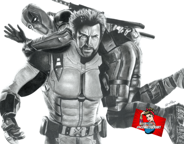 Deadpool and Wolverine Pencil Drawing 11x14 Print